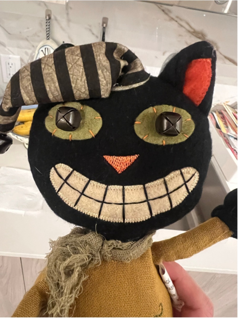 Terry’s Village Halloween Black Cat Pumpkin Shelf Sitter Doll 93/754 Handmade - Picture 3 of 9